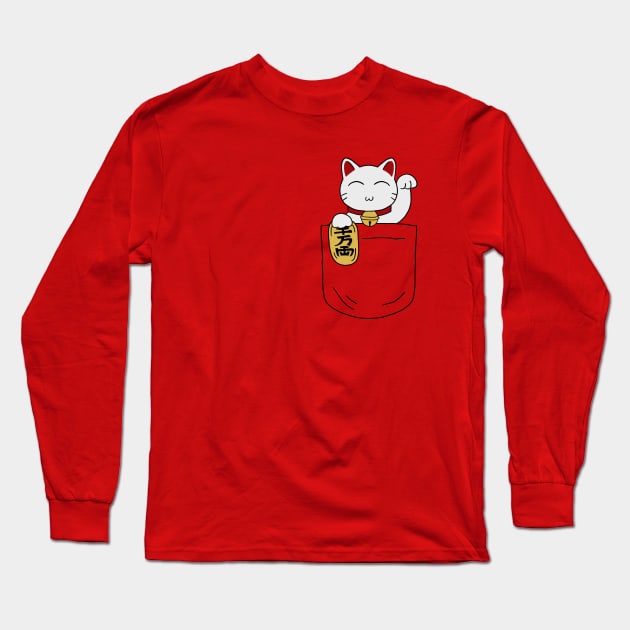 Maneki Neko Pocket Long Sleeve T-Shirt by CCDesign